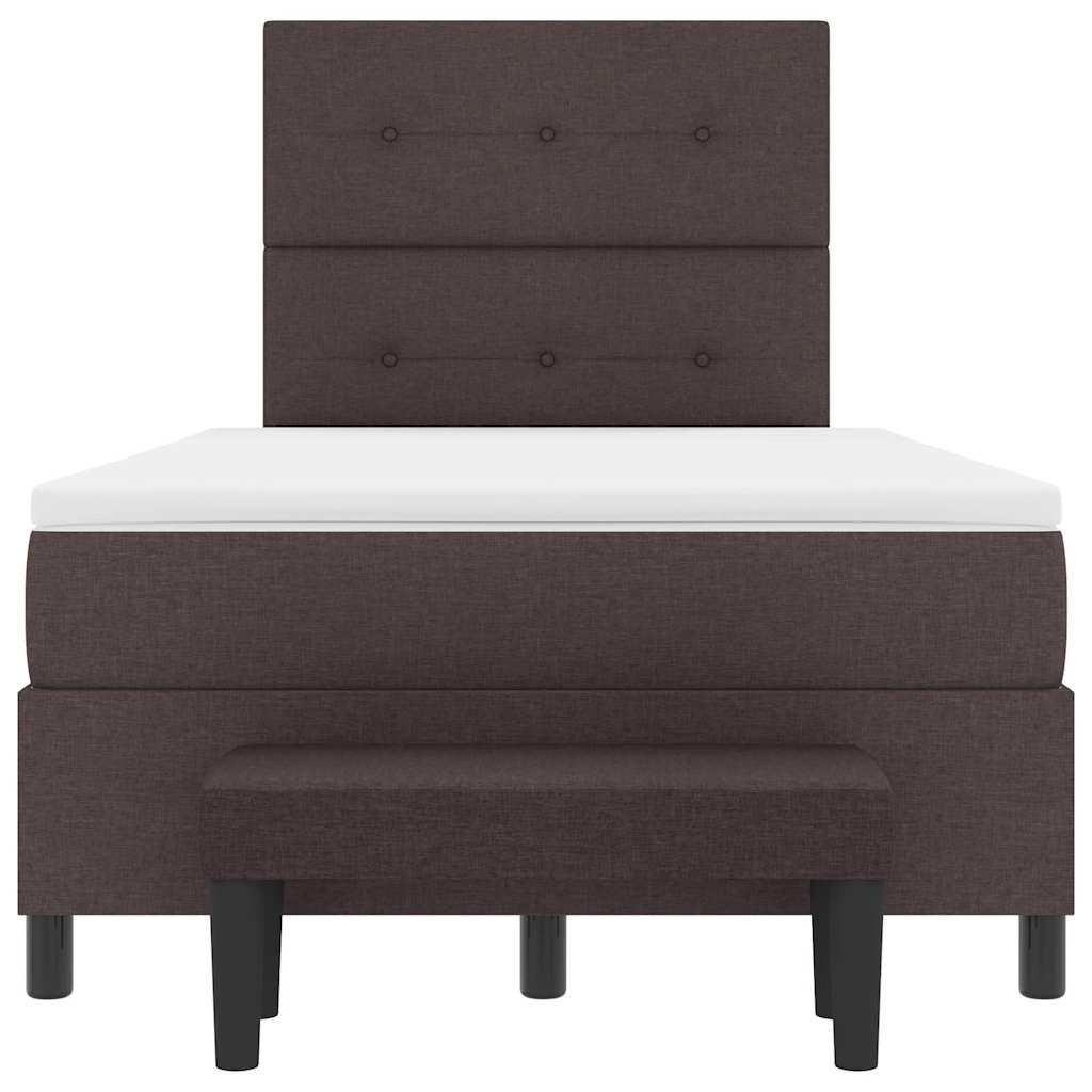 Box Spring Seng Med Madras Mørk Brun 120 X 190 Cm Stof - Billede 8