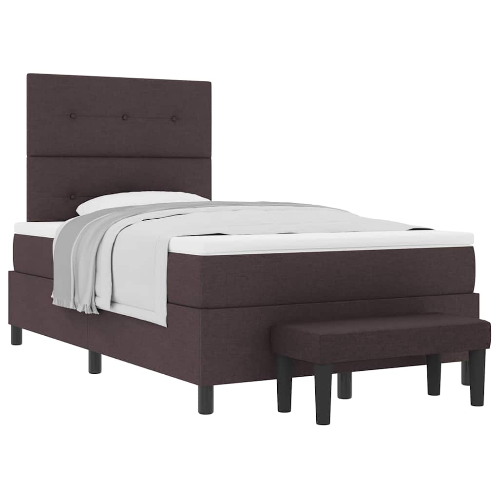 Box Spring Seng Med Madras Mørk Brun 120 X 190 Cm Stof - Billede 3