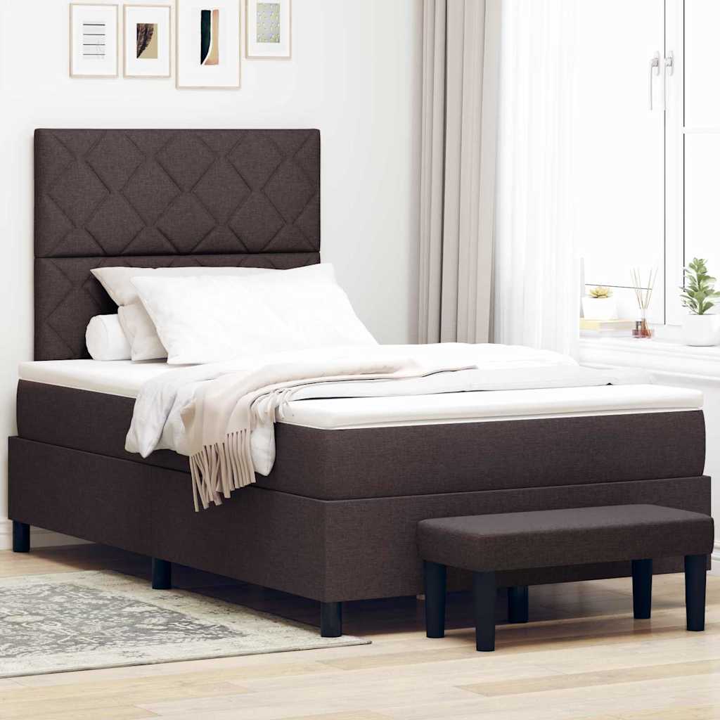 Box Spring Seng Med Madras Mørkebrun 120 X 190 Cm Stof - Hovedbillede
