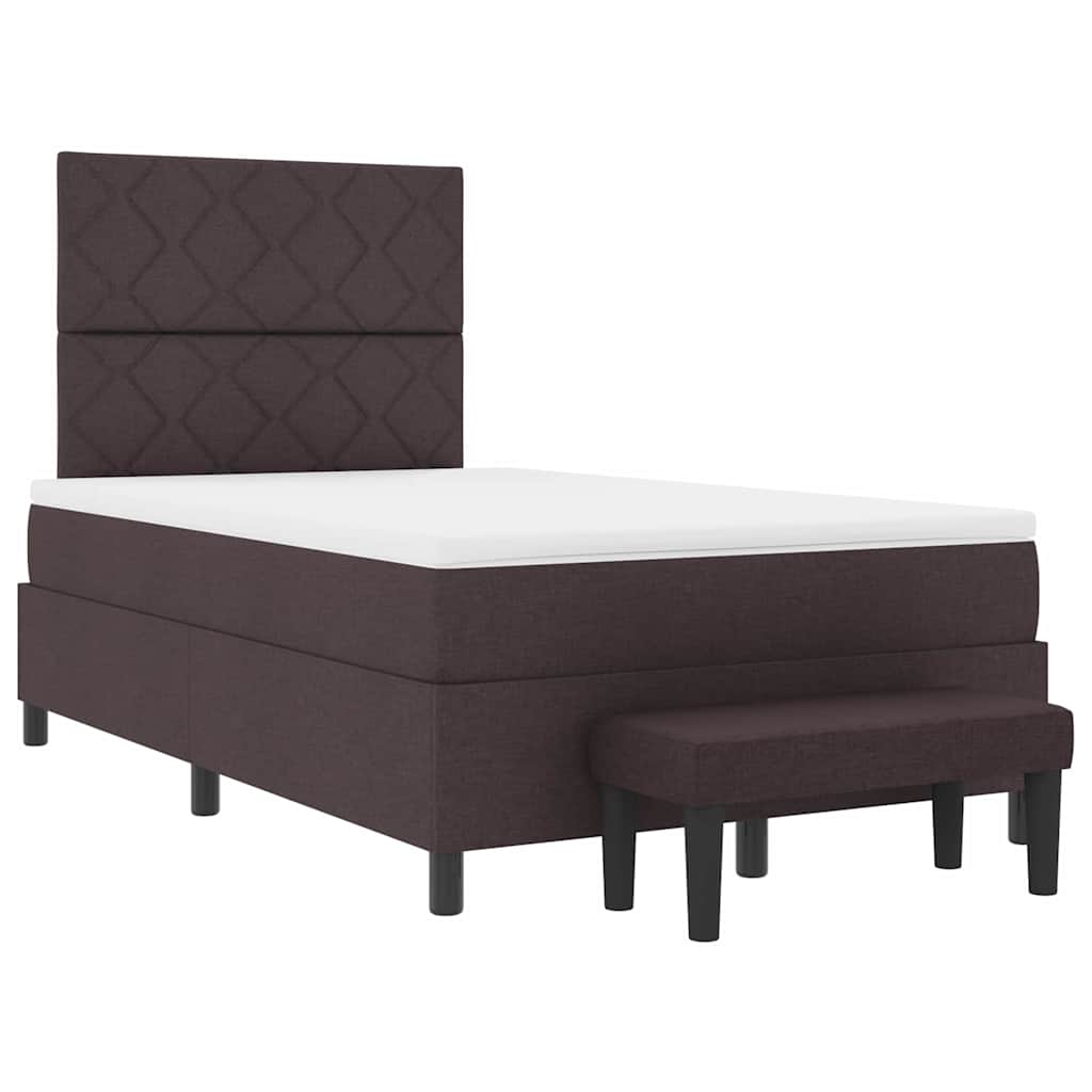 Box Spring Seng Med Madras Mørkebrun 120 X 190 Cm Stof - Billede 7
