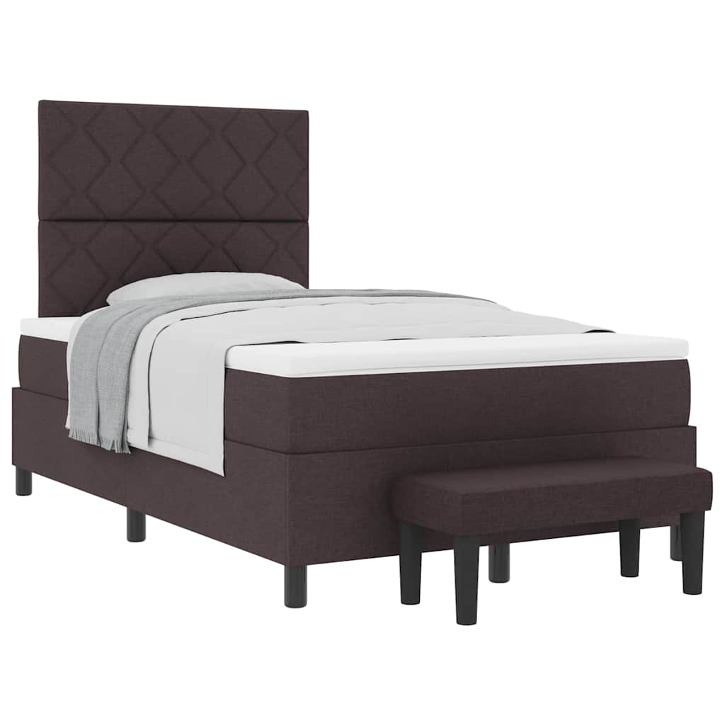Box Spring Seng Med Madras Mørkebrun 120 X 190 Cm Stof - Billede 3