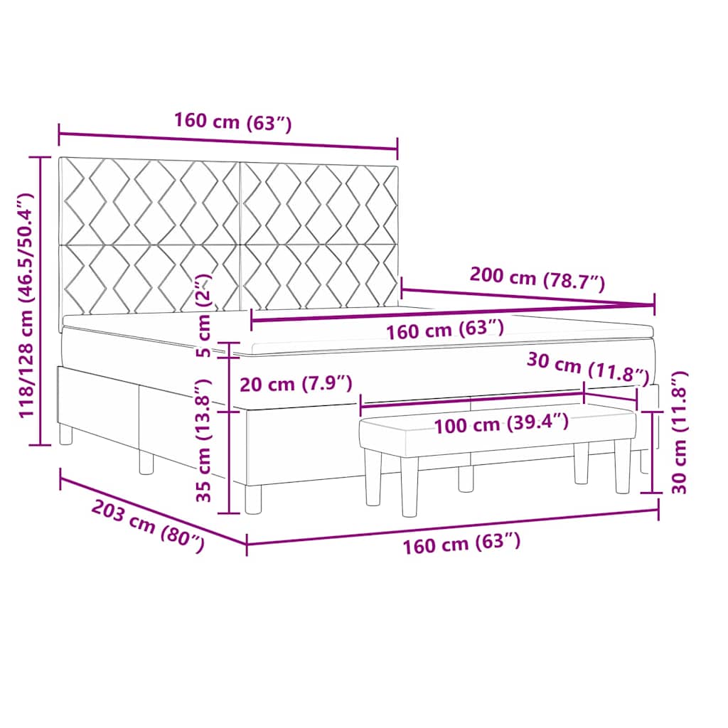 Box Spring Seng Med Madras Lysegrå 160 X 200 Cm Stof - Billede 12