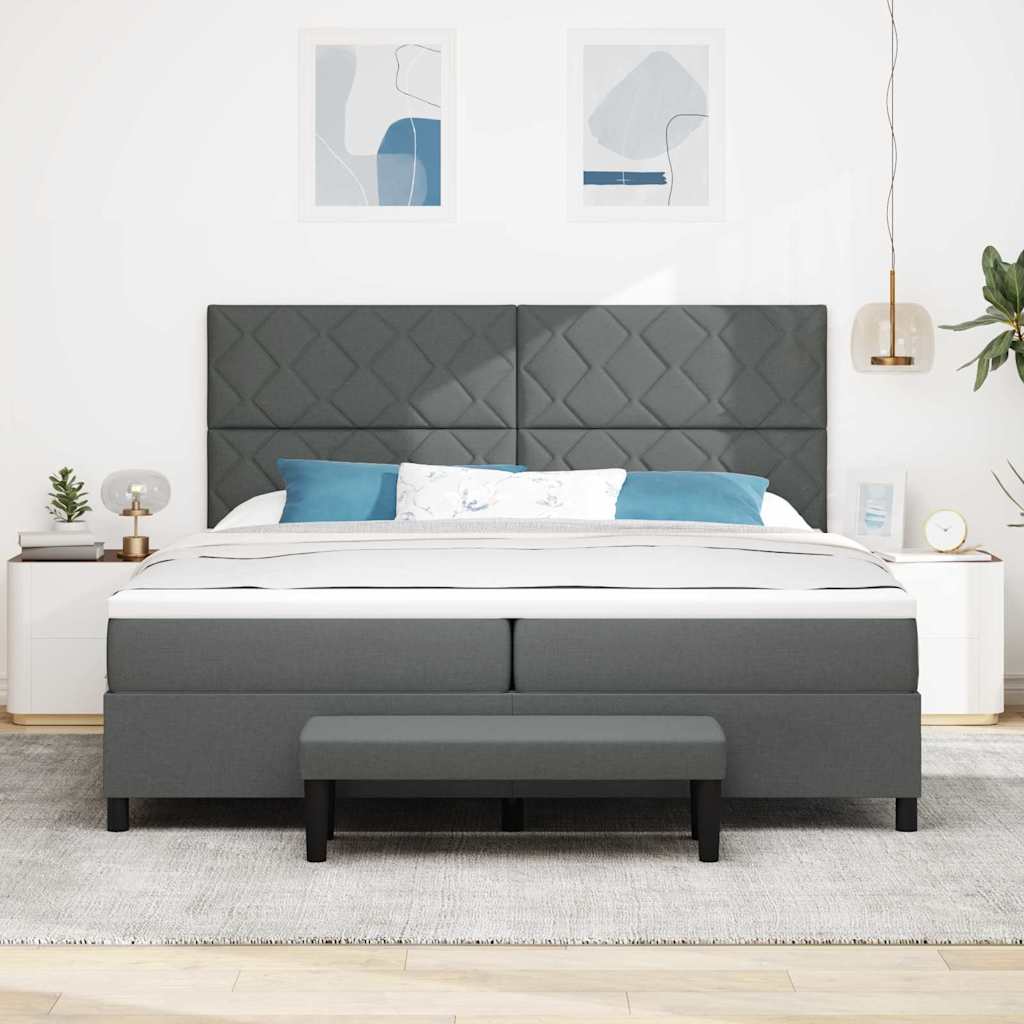 Box Spring Seng Med Madras Mørkegrå 200 X 200 Cm Stof - Billede 5