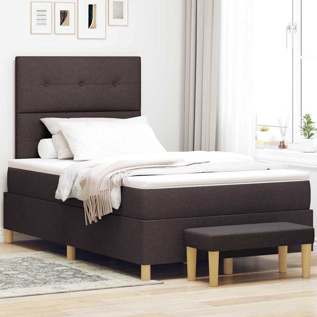 Box Spring Seng Med Madras Mørk Brun 120 X 190 Cm Stof - Hovedbillede