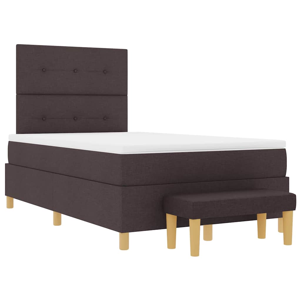 Box Spring Seng Med Madras Mørk Brun 120 X 190 Cm Stof - Billede 7