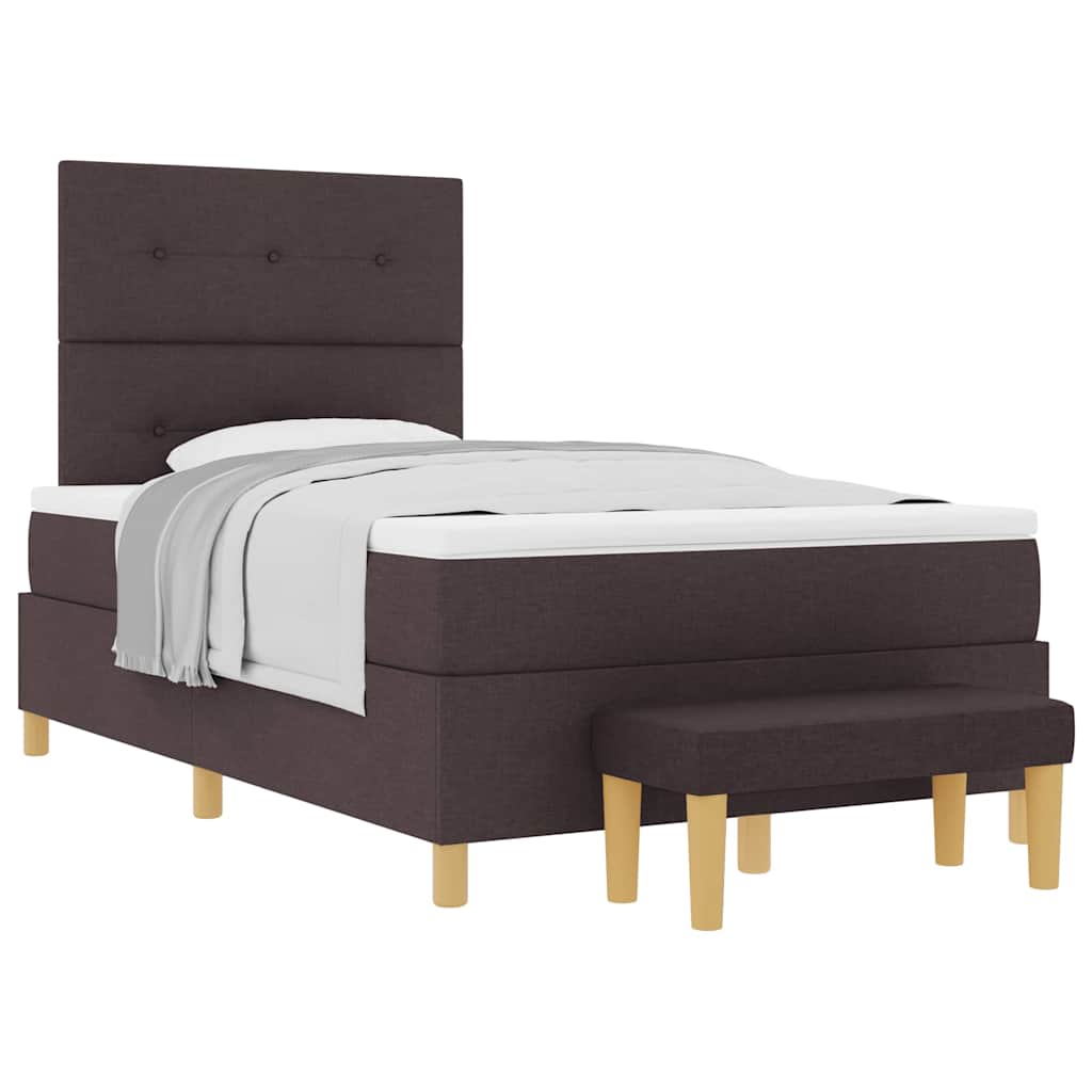 Box Spring Seng Med Madras Mørk Brun 120 X 190 Cm Stof - Billede 3