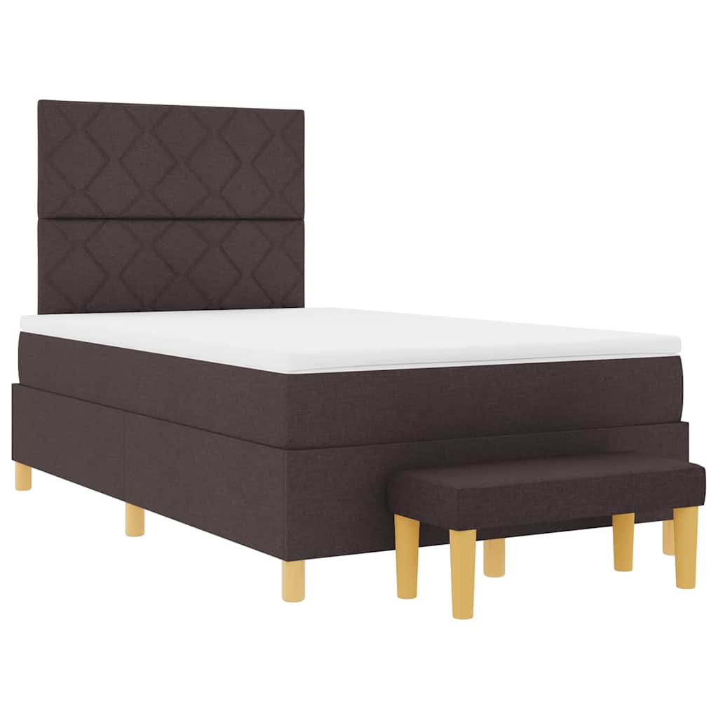 Box Spring Seng Med Madras Mørkebrun 120 X 190 Cm Stof - Billede 2
