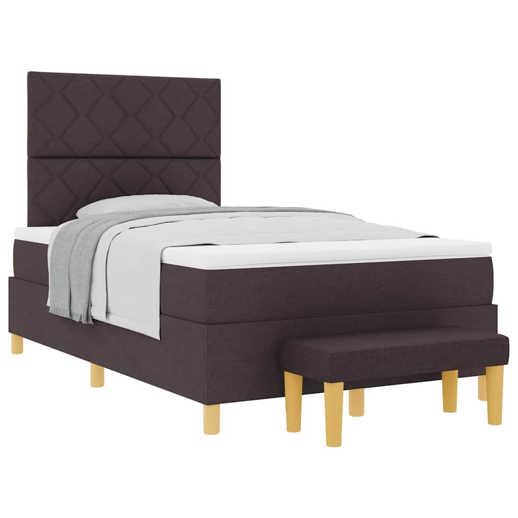 Box Spring Seng Med Madras Mørkebrun 120 X 190 Cm Stof - Billede 3