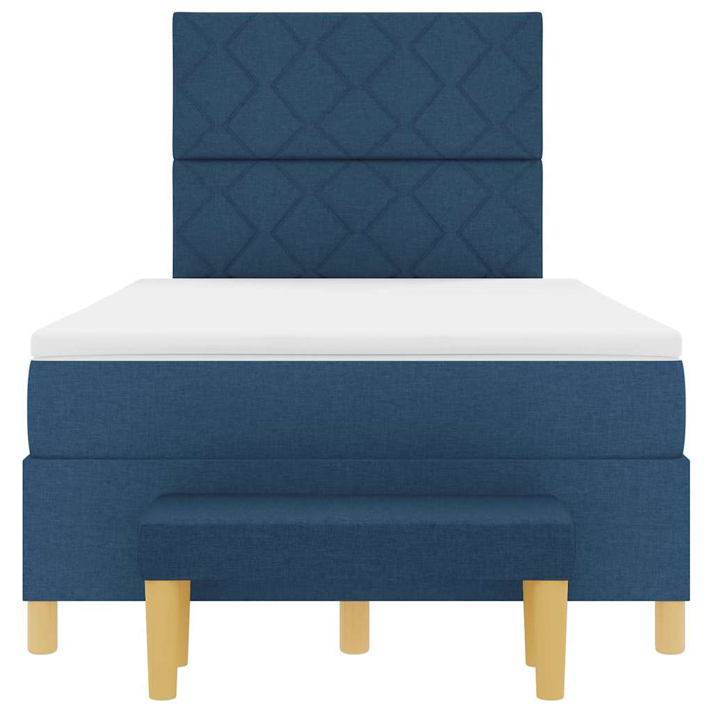 Box Spring Seng Med Madras Med Hovedgærde Blå 120 X 190 Cm Stof - Billede 8