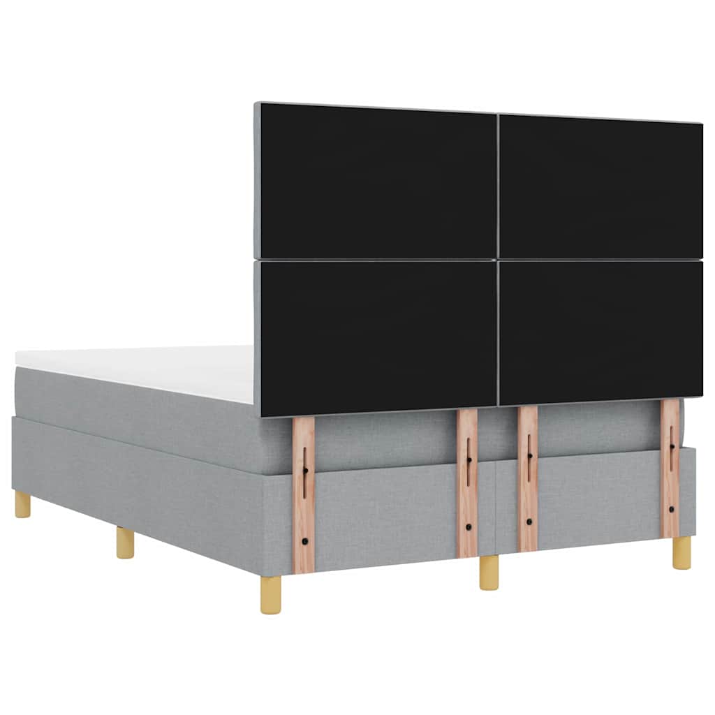 Box Spring Seng Med Madras Lysegrå 140 X 200 Cm Stof - Billede 10