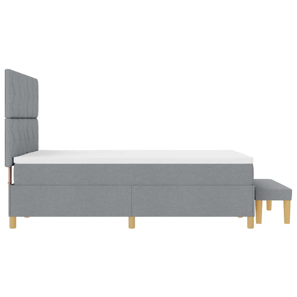 Box Spring Seng Med Madras Lysegrå 140 X 200 Cm Stof - Billede 9