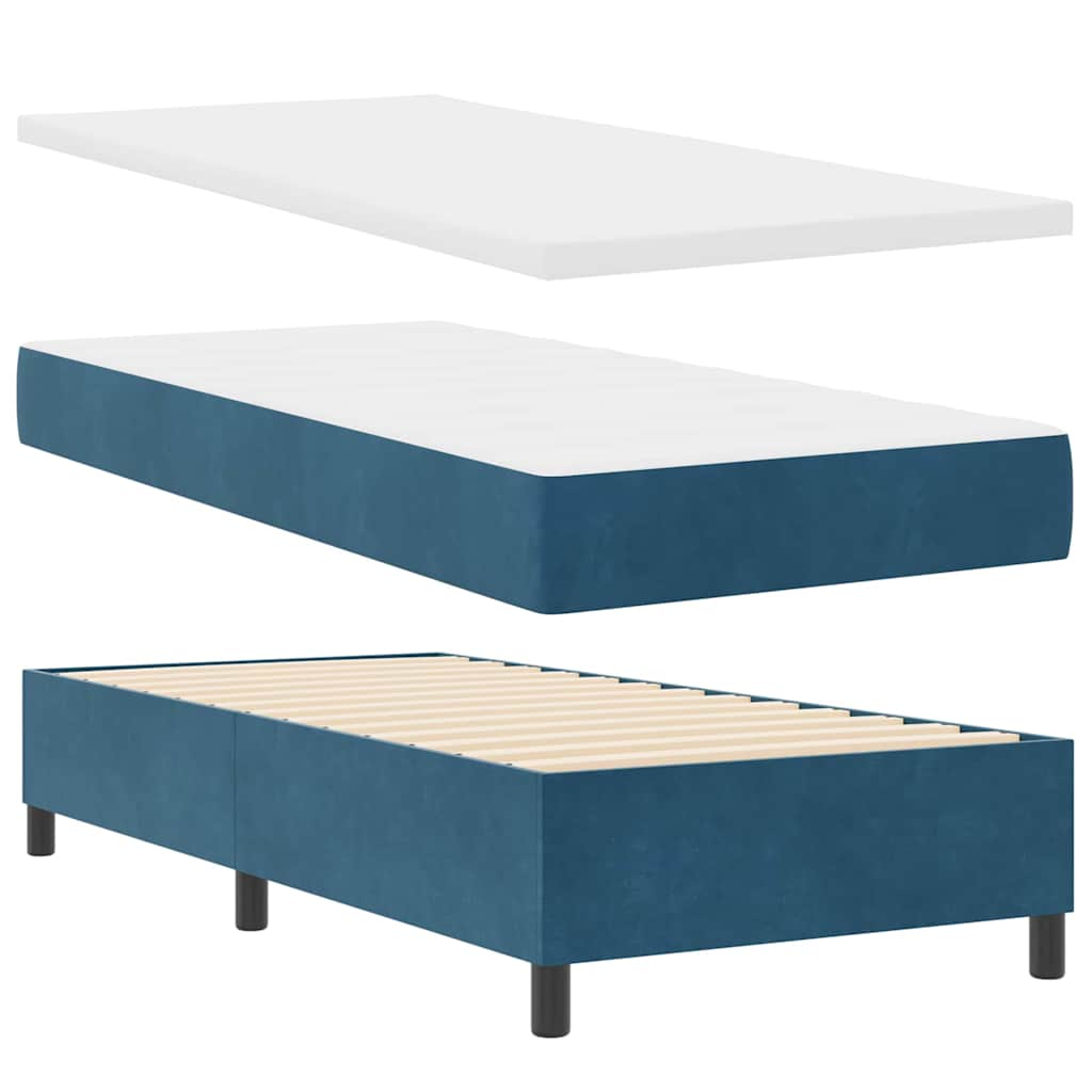 Box Spring Seng Med Madras Mørkeblå 100 X 200 Cm Fløjl - Billede 2