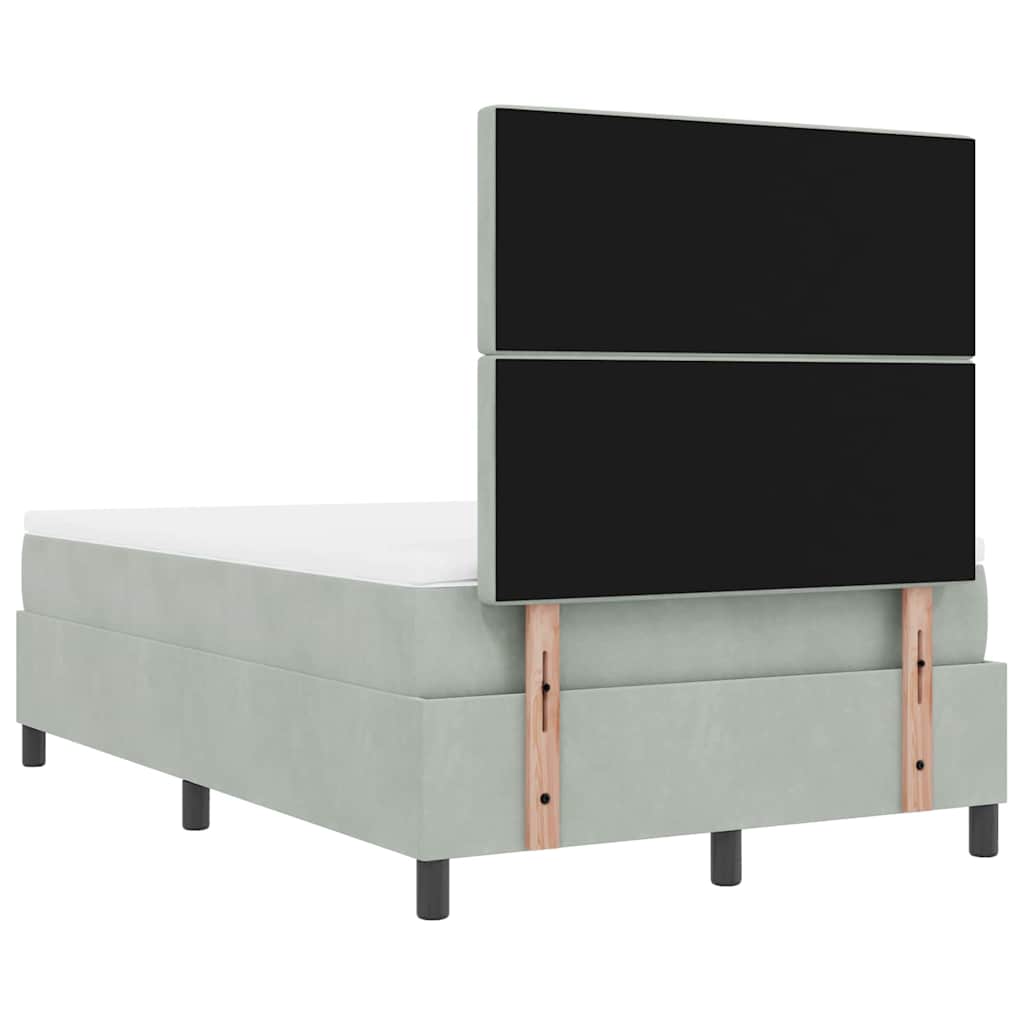 Box Spring Seng Med Madras Lysegrå 120 X 190 Cm Fløjl - Billede 11