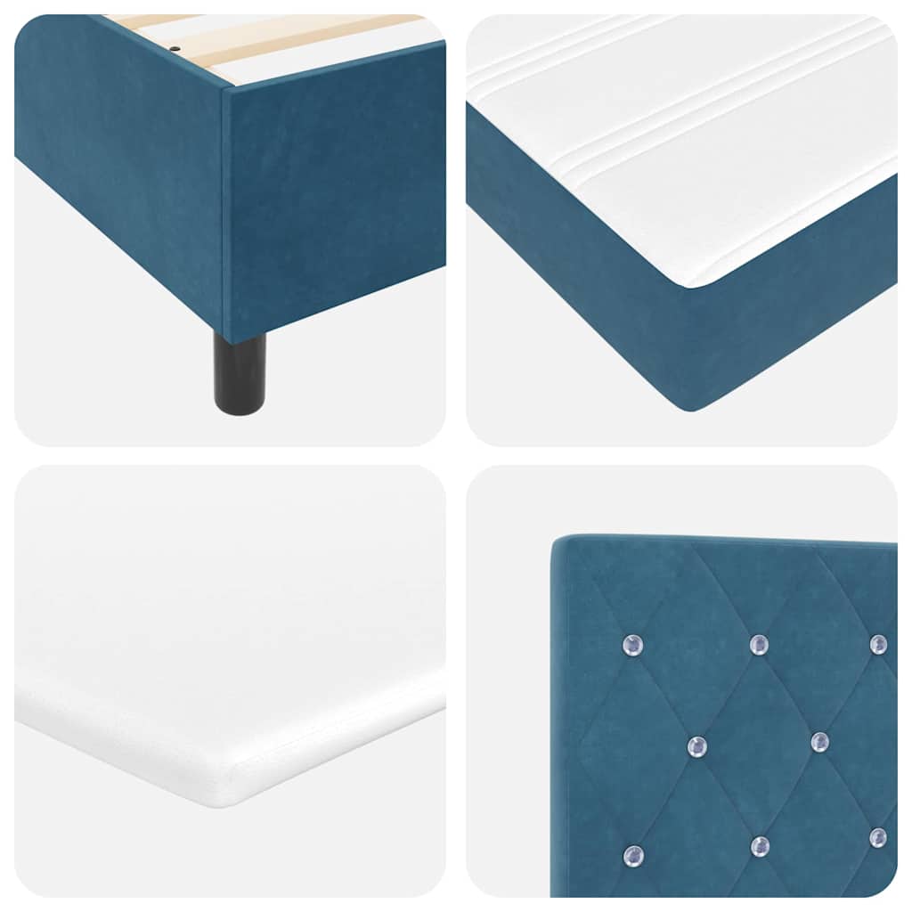 Box Spring Seng Med Madras Mørkeblå 120 X 200 Cm Fløjl - Billede 12