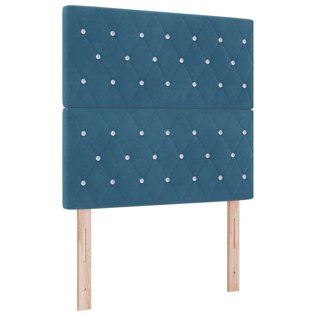 Box Spring Seng Med Madras Mørkeblå 120 X 200 Cm Fløjl - Billede 7
