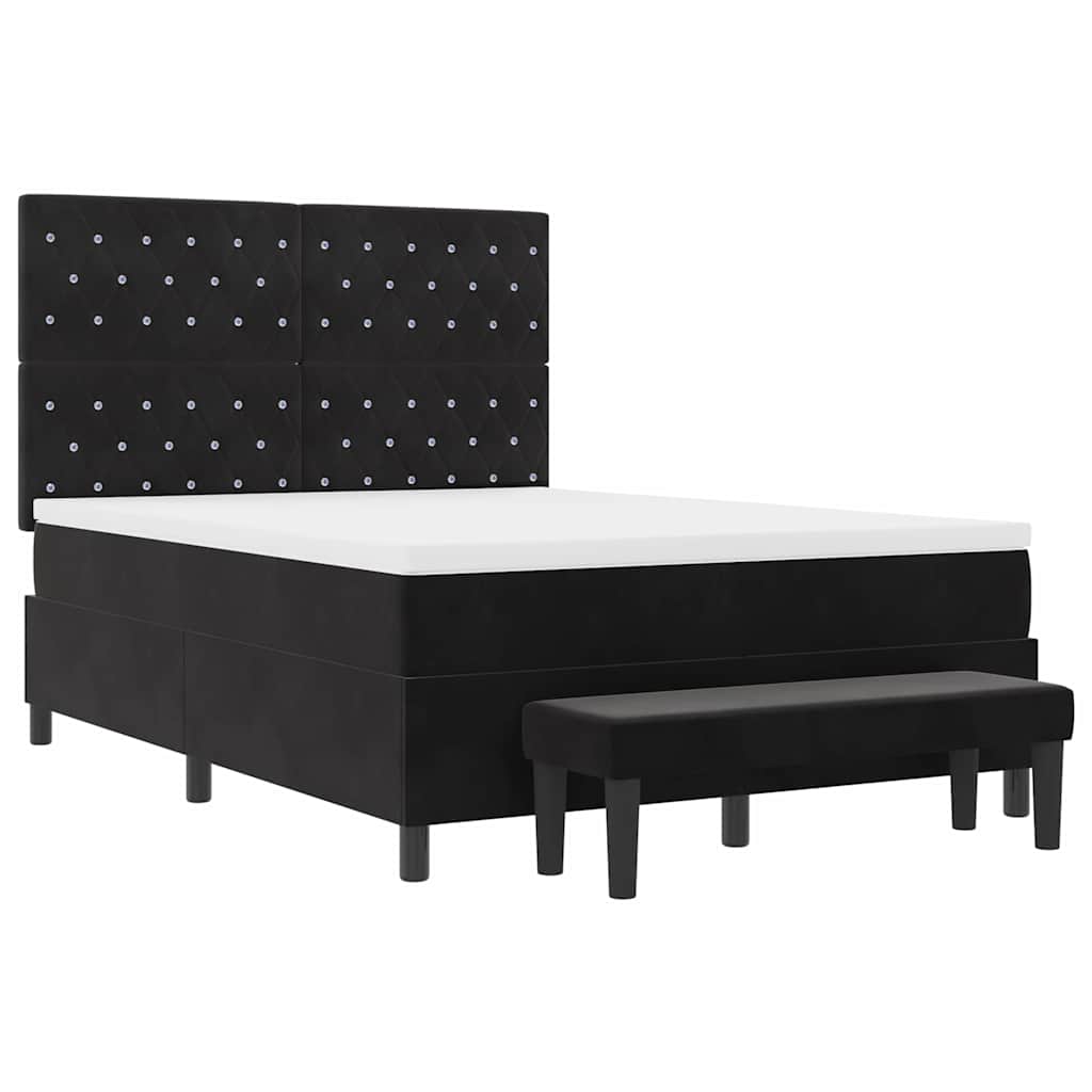 Box Spring Seng Med Madras Sort 160 X 200 Cm Fløjl - Billede 8