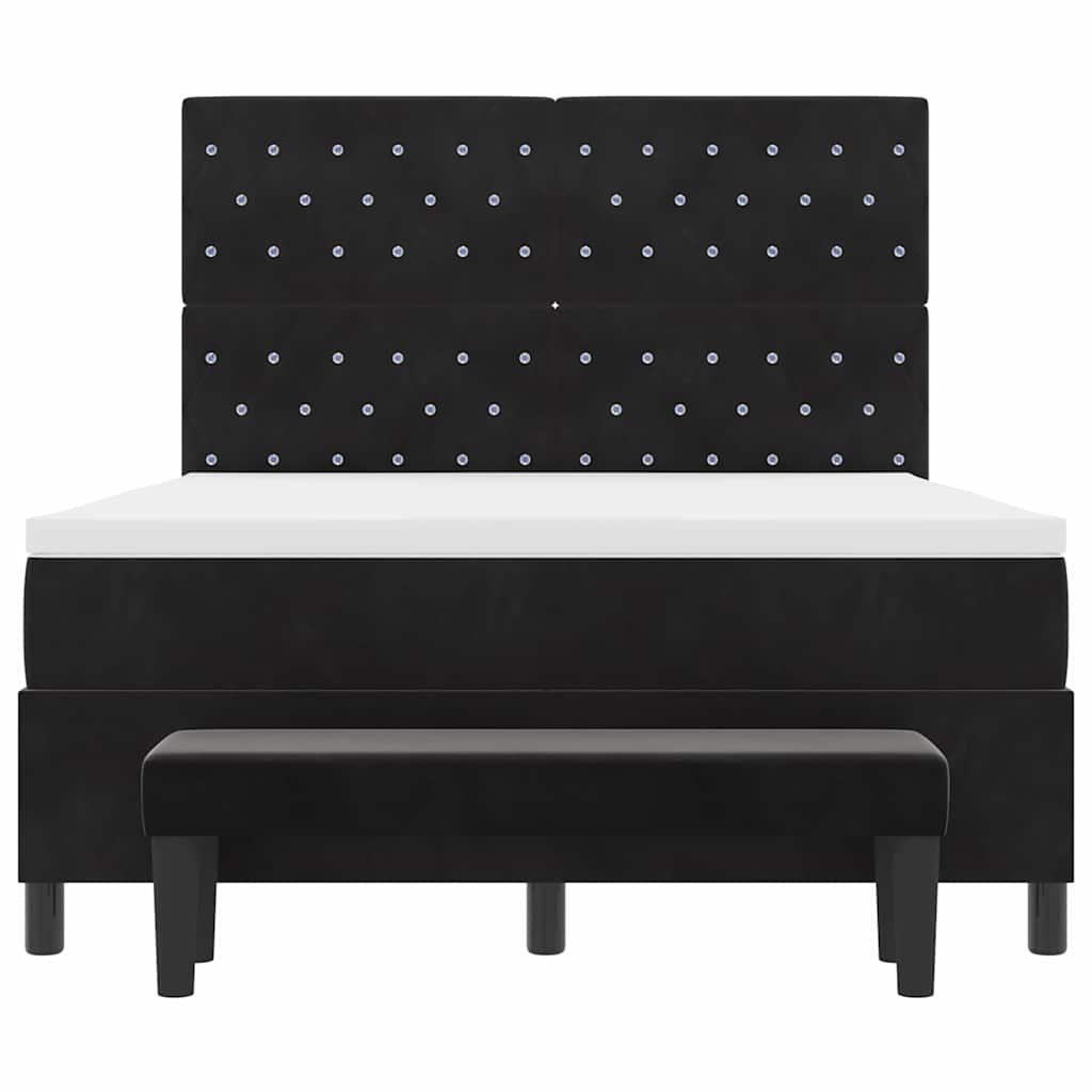 Box Spring Seng Med Madras Sort 160 X 200 Cm Fløjl - Billede 9