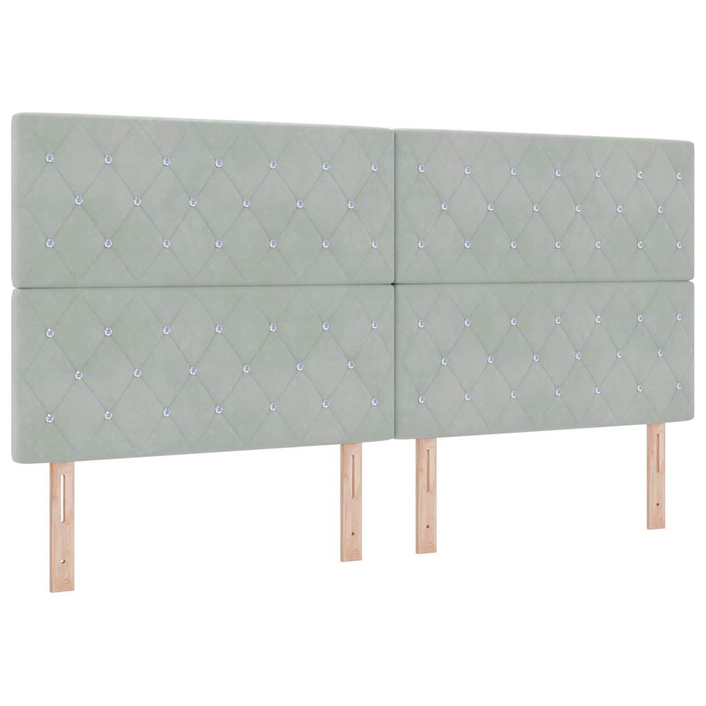 Box Spring Seng Med Madras Lysegrå 200 X 200 Cm Fløjl - Billede 7
