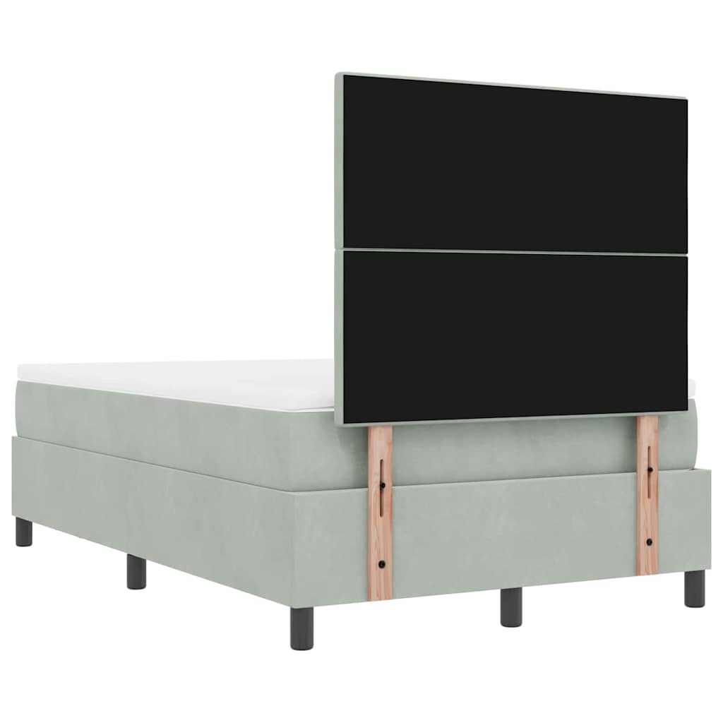 Box Spring Seng Med Madras Lysegrå 120 X 200 Cm Fløjl - Billede 11