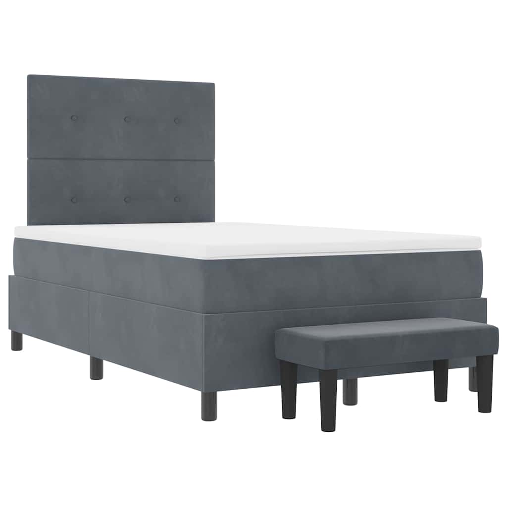 Box Spring Seng Med Madras Mørkegrå 120 X 200 Cm Fløjl - Billede 8