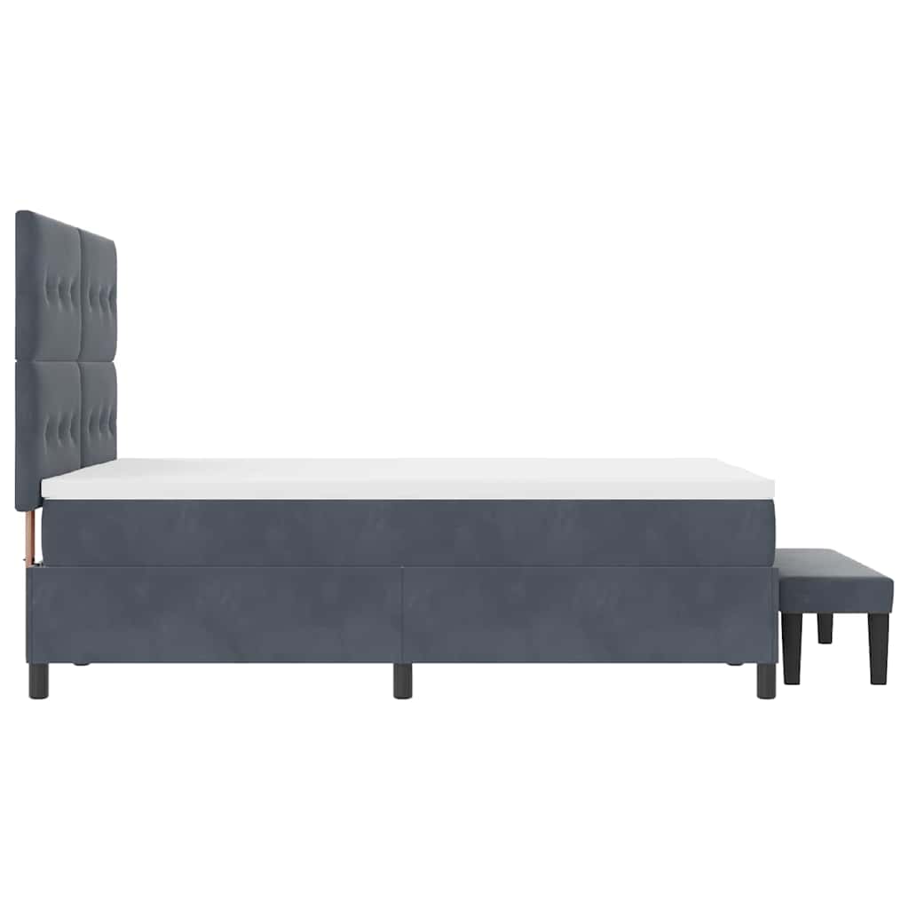 Box Spring Seng Med Madras Mørkegrå 160 X 200 Cm Fløjl - Billede 10