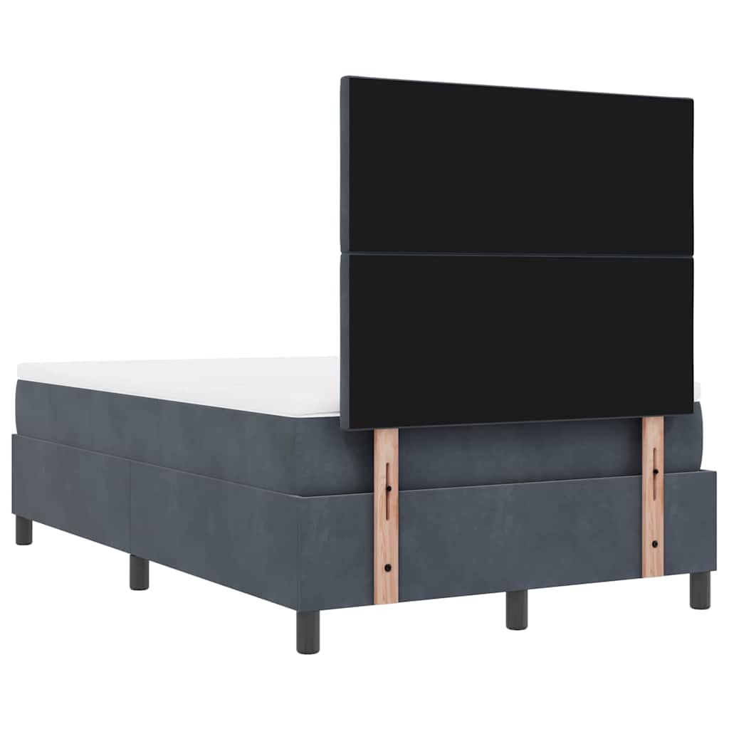 Box Spring Seng Med Madras Mørkegrå 120 X 190 Cm Fløjl - Billede 11