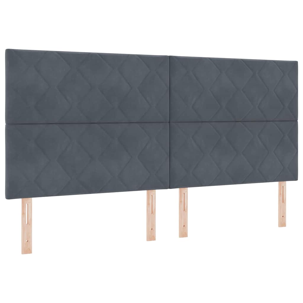 Box Spring Seng Med Madras Mørkegrå 200 X 200 Cm Fløjl - Billede 6