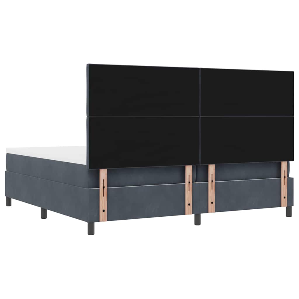 Box Spring Seng Med Madras Mørkegrå 200 X 200 Cm Fløjl - Billede 10