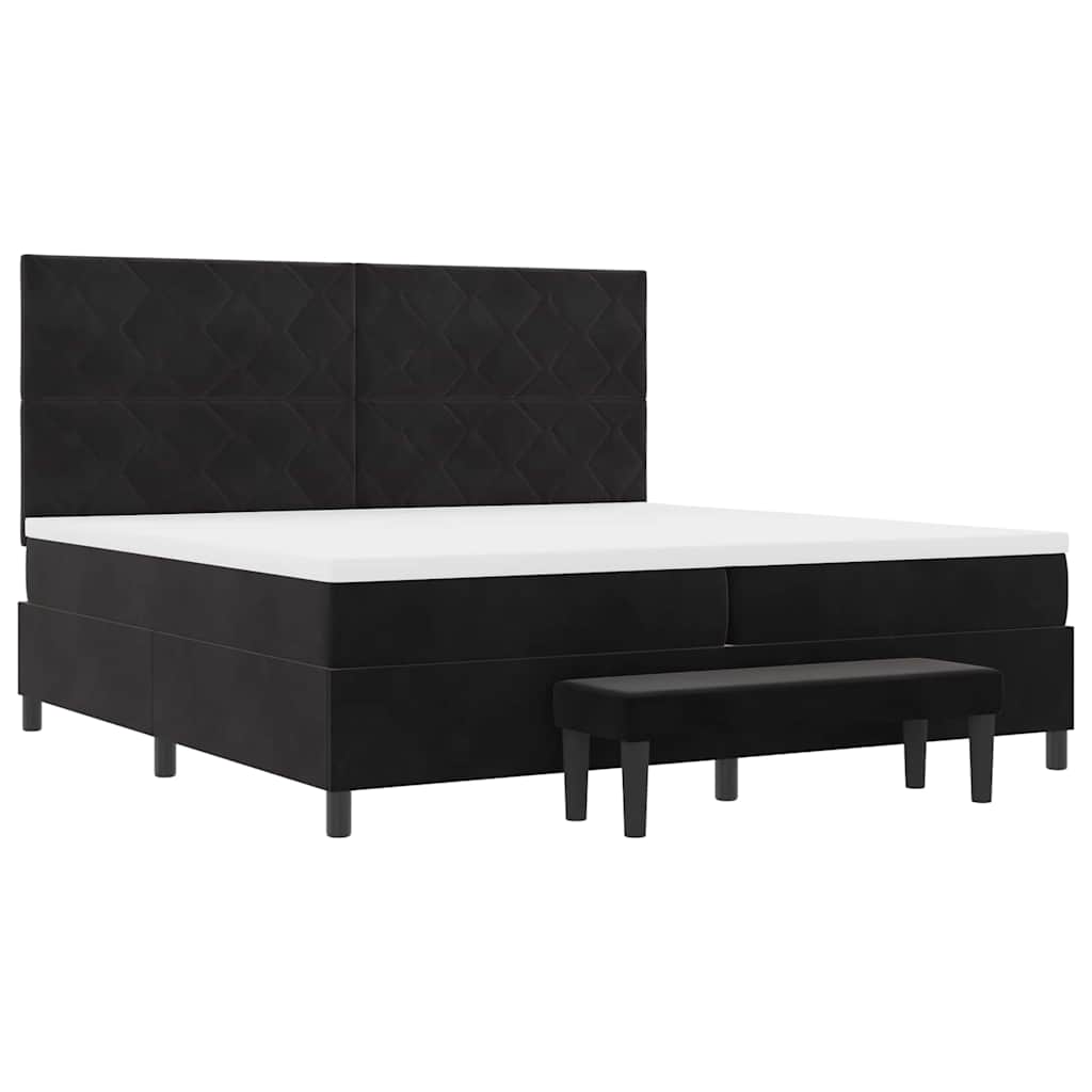 Box Spring Seng Med Madras Sort 200 X 200 Cm Fløjl - Billede 8