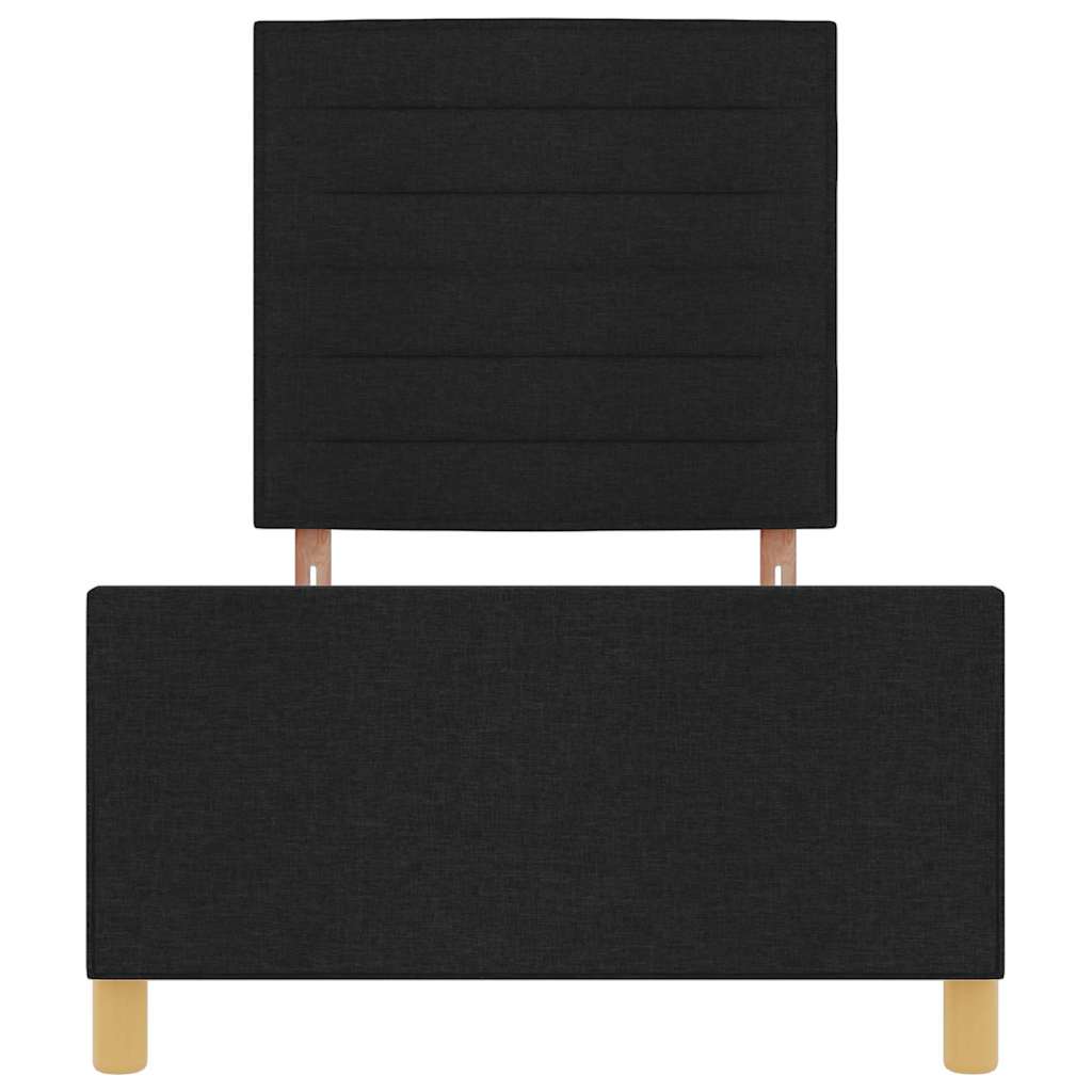 Sengestel Med Hovedgærde Sort 100 X 200 Cm Stof - Billede 8