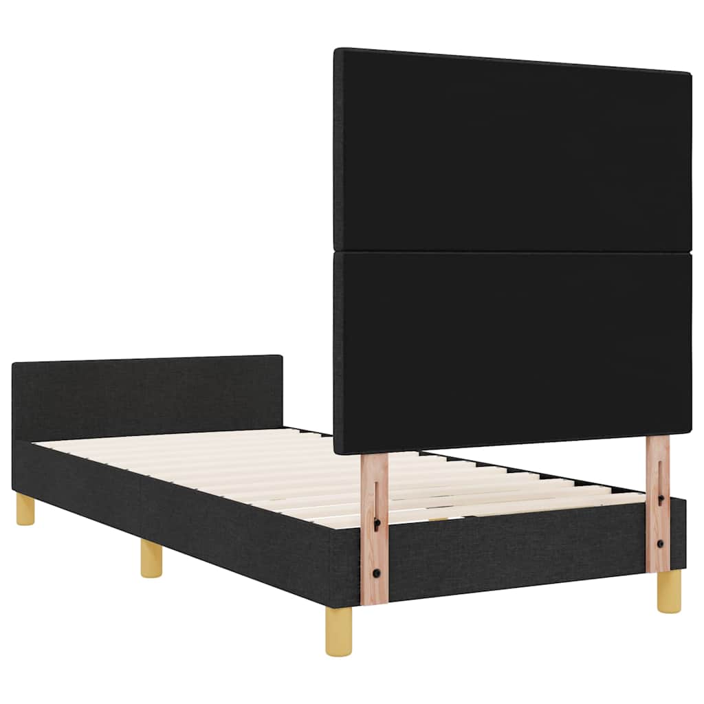 Sengestel Med Hovedgærde Sort 100 X 200 Cm Stof - Billede 10