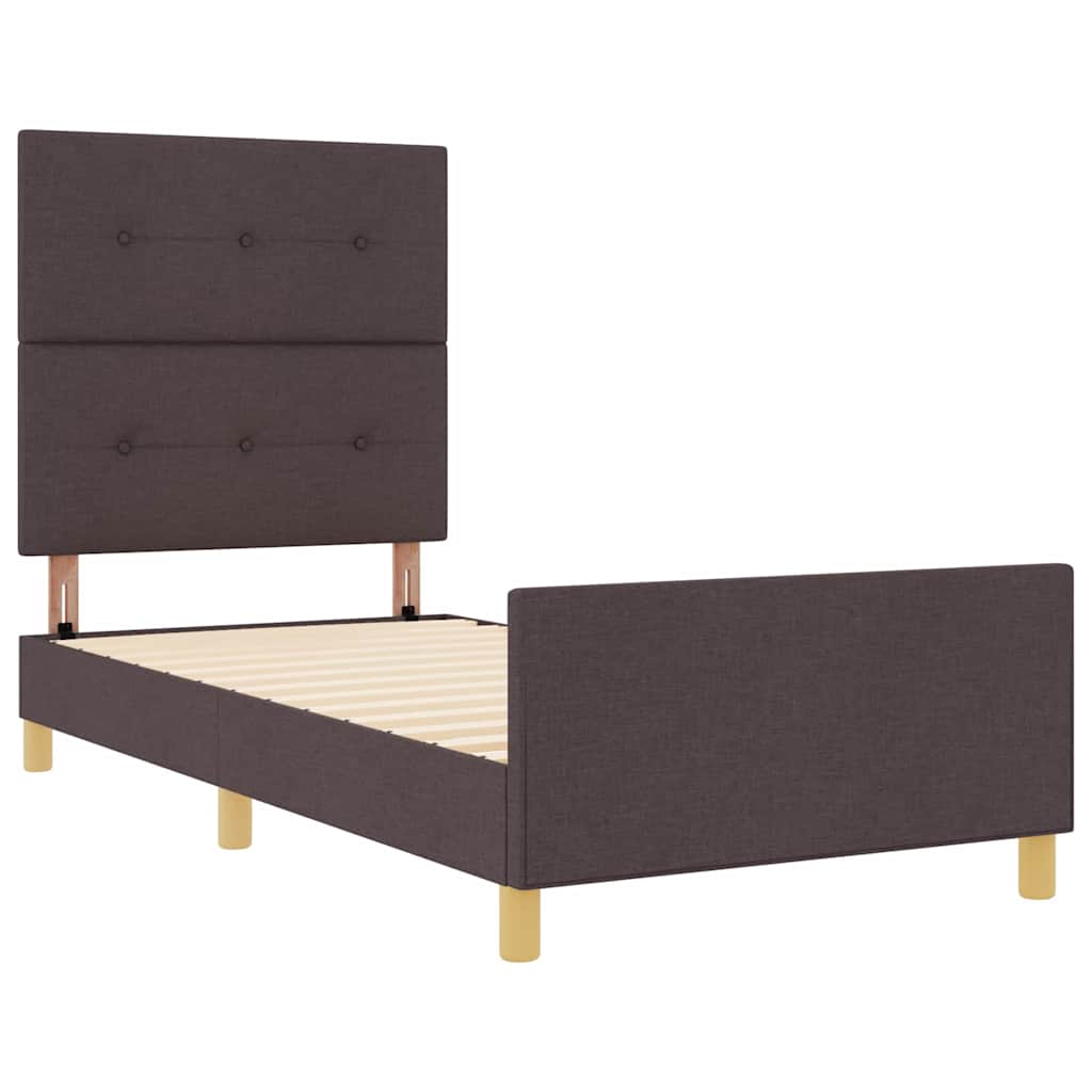 Sengestel Med Hovedgærde Mørkebrun 100 X 200 Cm Stof - Billede 6