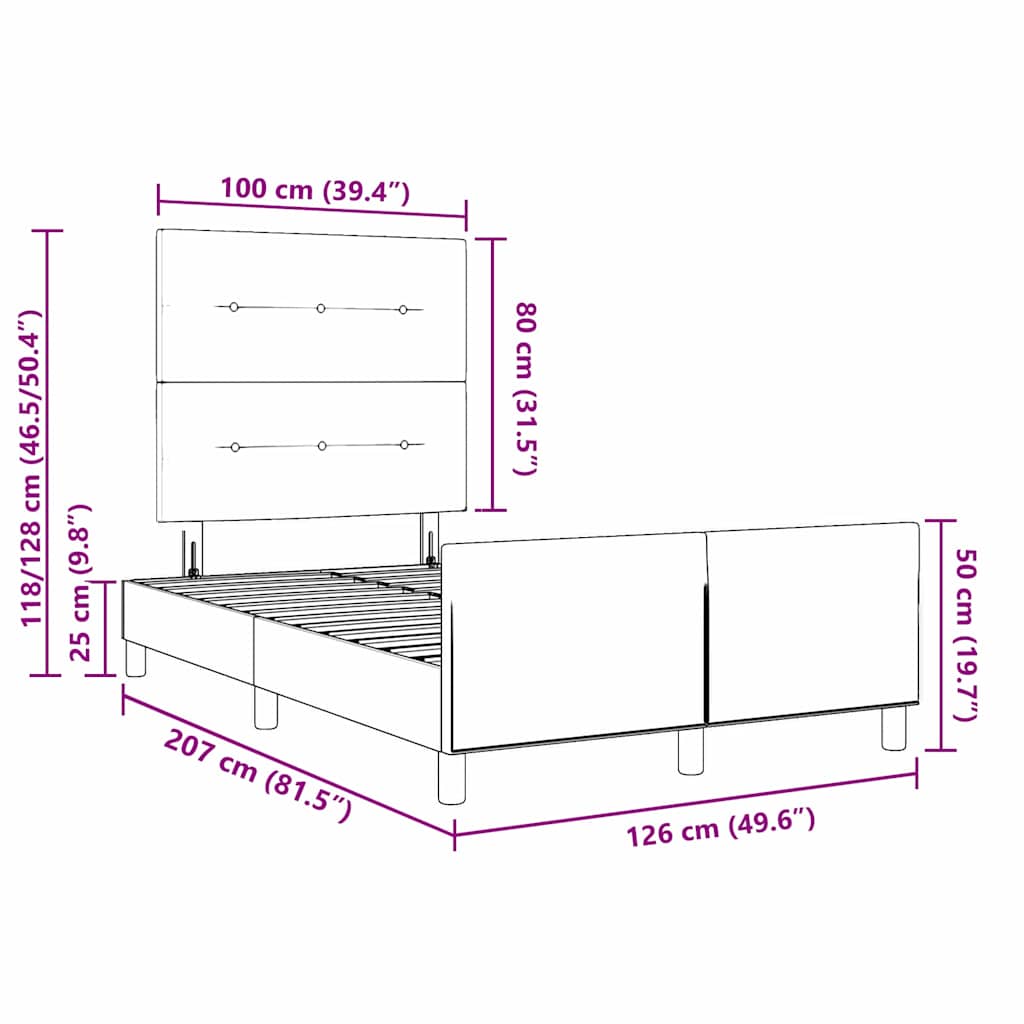 Sengestel Med Hovedgærde Lysegrå 120 X 200 Cm Stof - Billede 13