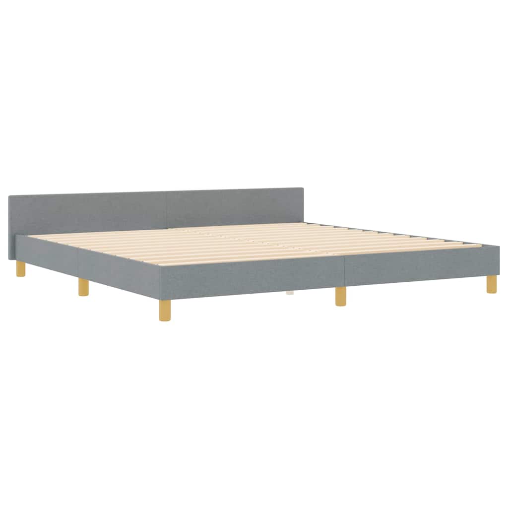 Sengestel Med Hovedgærde Lysegrå 200 X 200 Cm Stof - Billede 2