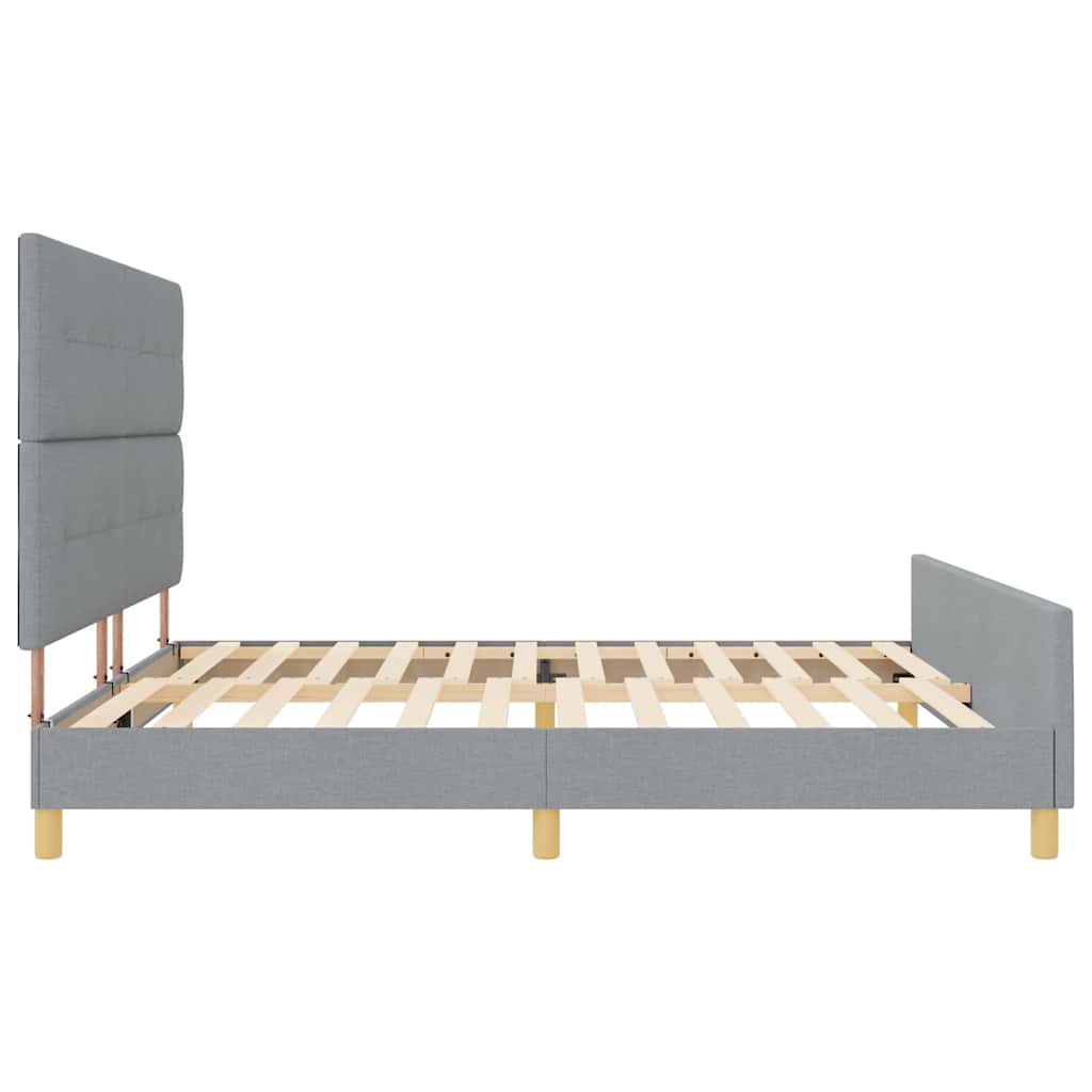 Sengestel Med Hovedgærde Lysegrå 200 X 200 Cm Stof - Billede 9