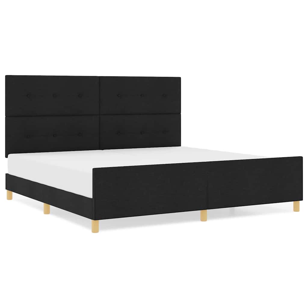 Sengestel Med Hovedgærde Sort 200 X 200 Cm Stof - Billede 4