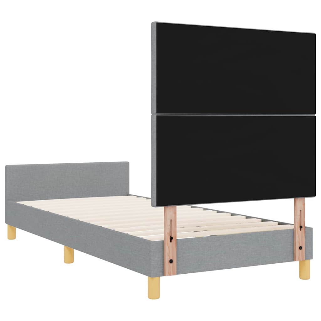 Sengestel Med Hovedgærde Lysegrå 90 X 200 Cm Stof - Billede 10