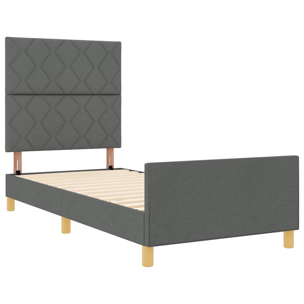 Sengestel Med Hovedgærde Mørkegrå 90 X 200 Cm Stof - Billede 6