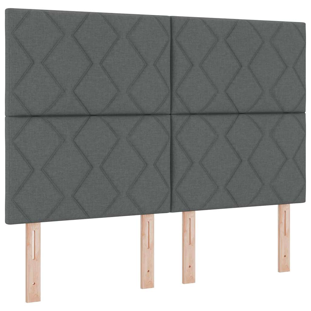 Sengestel Med Hovedgærde Mørkegrå 140 X 190 Cm Stof - Billede 7