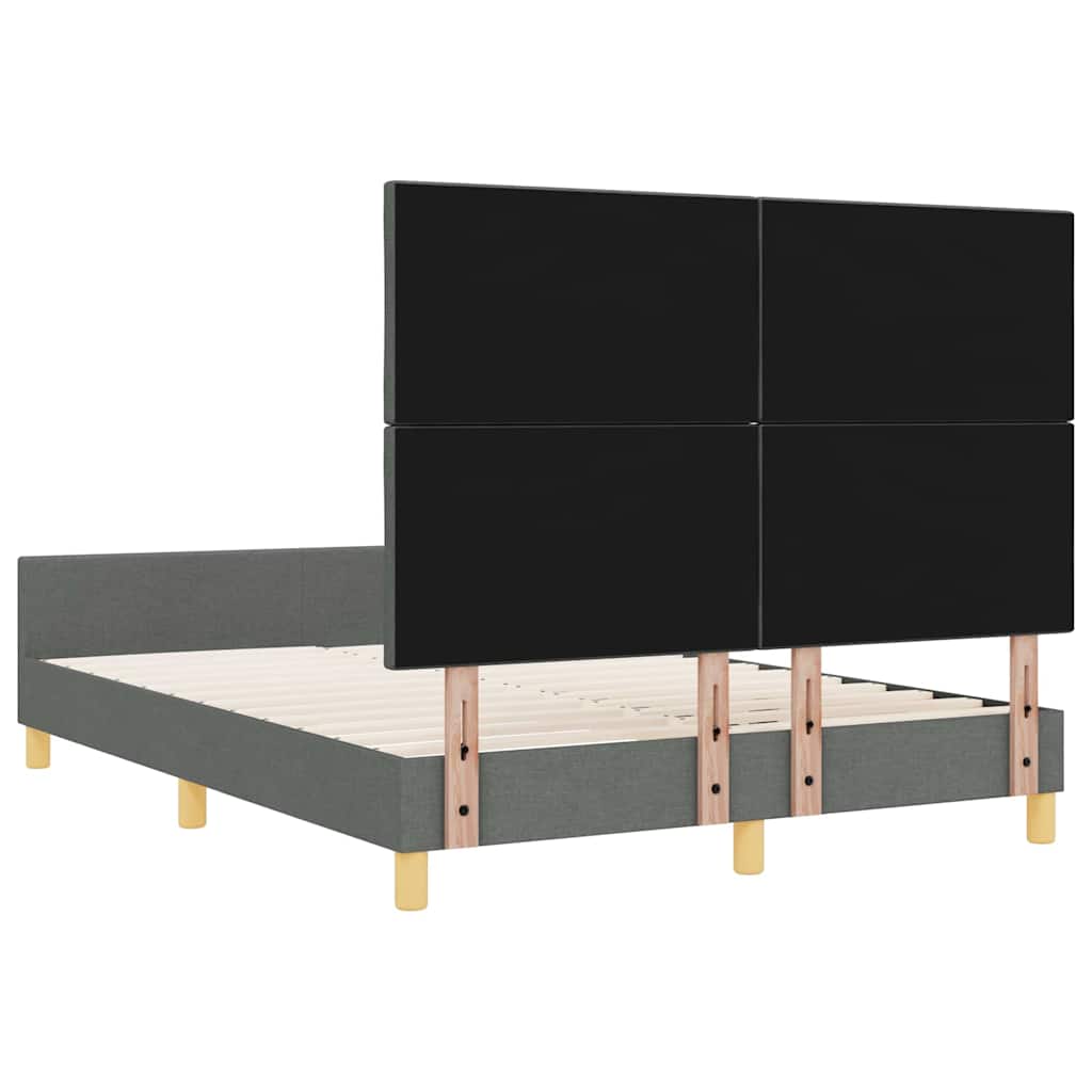 Sengestel Med Hovedgærde Mørkegrå 140 X 190 Cm Stof - Billede 10