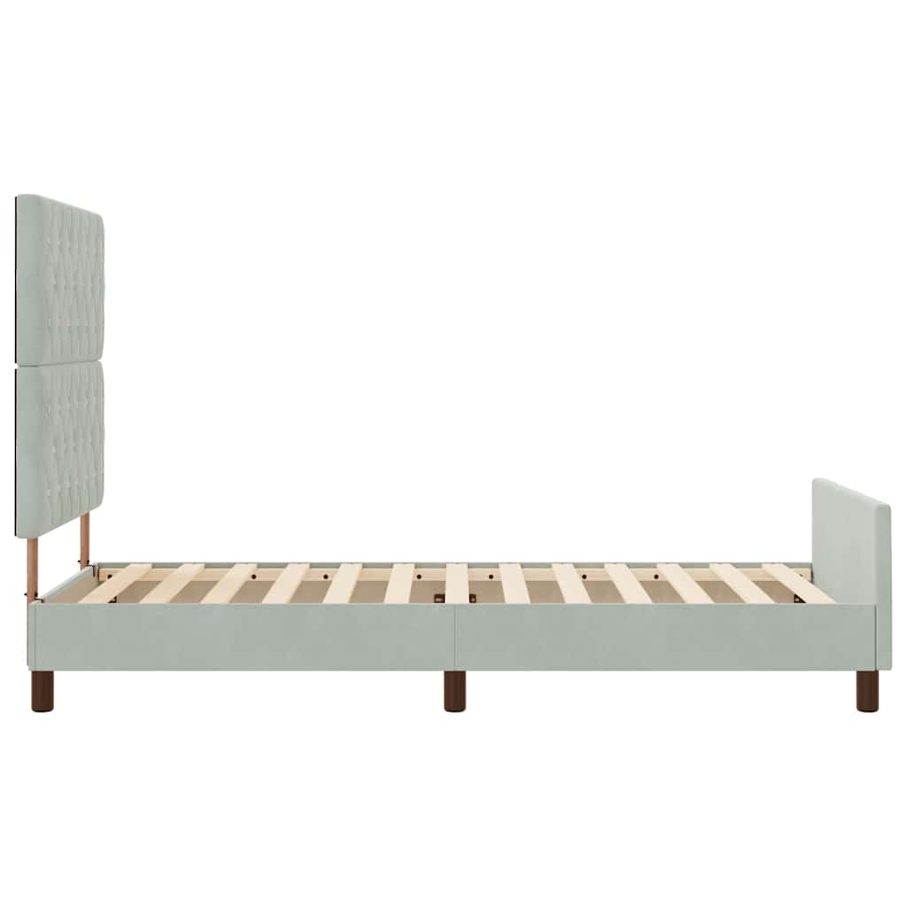 Sengestel Med Hovedgærde Lysegrå 90 X 190 Cm Fløjl - Billede 8