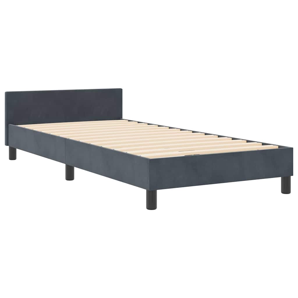 Sengestel Med Hovedgærde Mørkegrå 90 X 190 Cm Fløjl - Billede 2