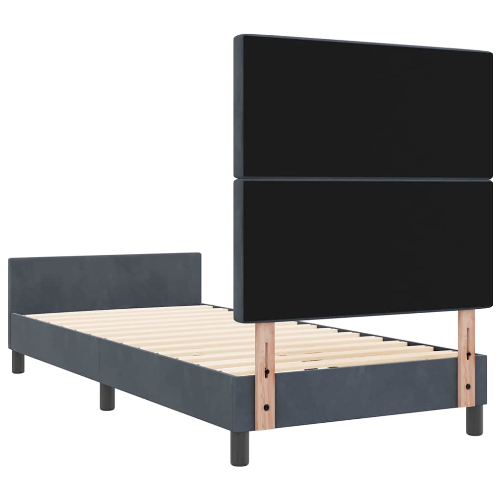 Sengestel Med Hovedgærde Mørkegrå 90 X 190 Cm Fløjl - Billede 9