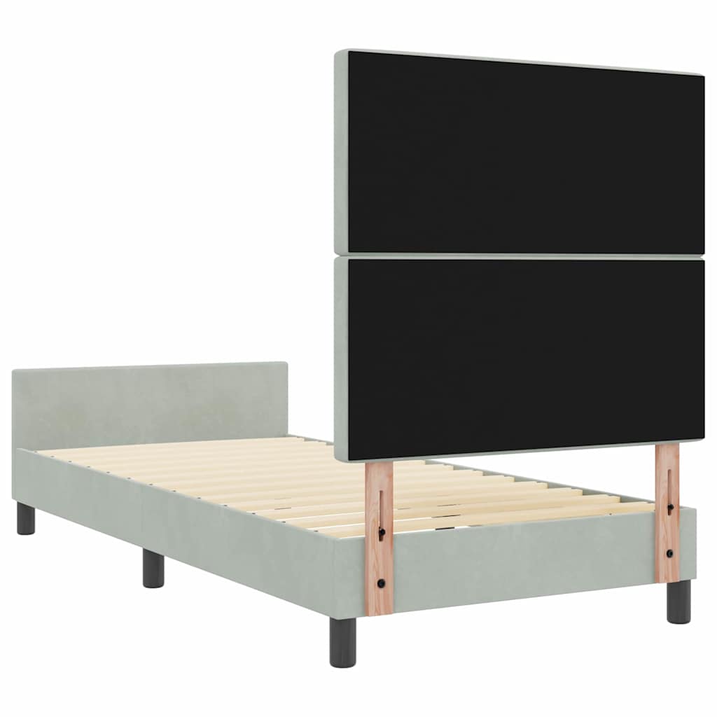 Sengestel Med Hovedgærde Lysegrå 90 X 200 Cm Fløjl - Billede 9