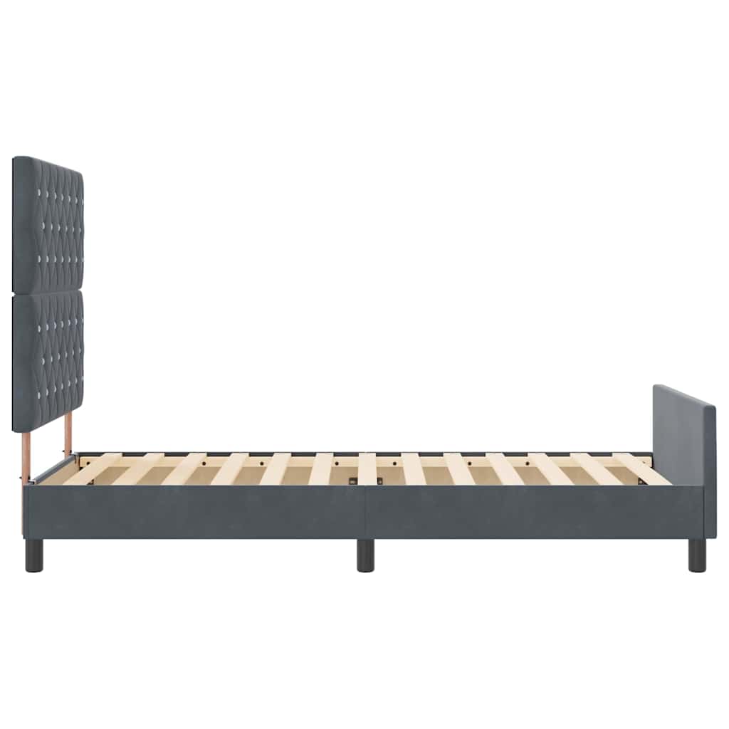 Sengestel Med Hovedgærde Mørkegrå 90 X 200 Cm Fløjl - Billede 8