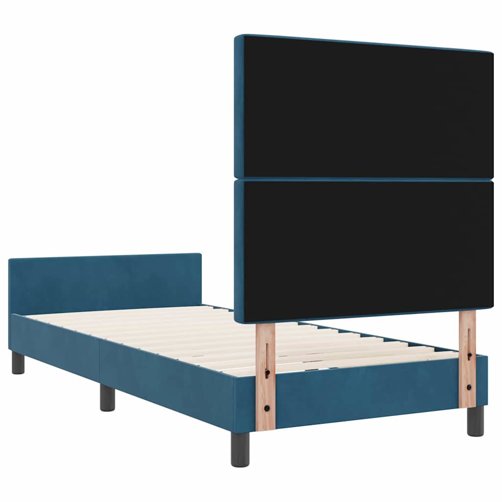 Sengestel Med Hovedgærde Mørkeblå 100 X 200 Cm Fløjl - Billede 9