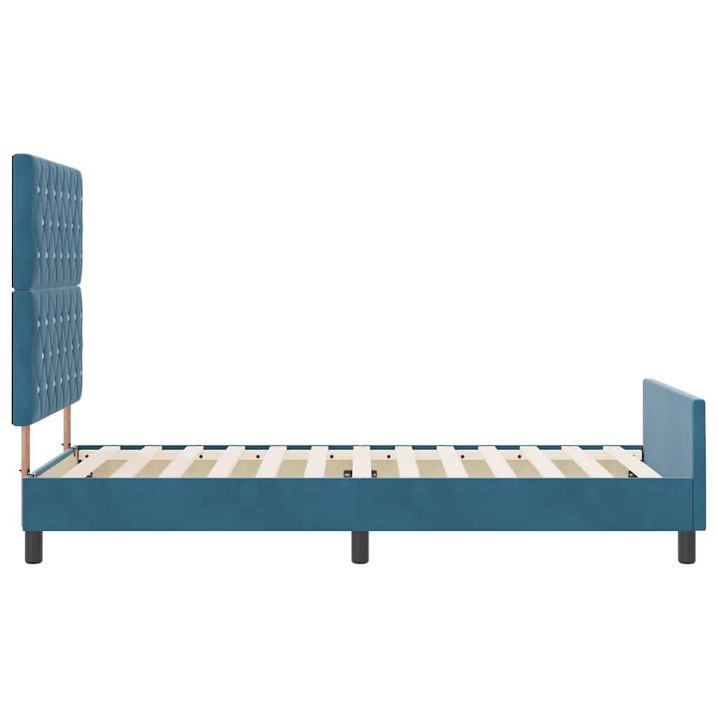 Sengestel Med Hovedgærde Mørkeblå 100 X 200 Cm Fløjl - Billede 8
