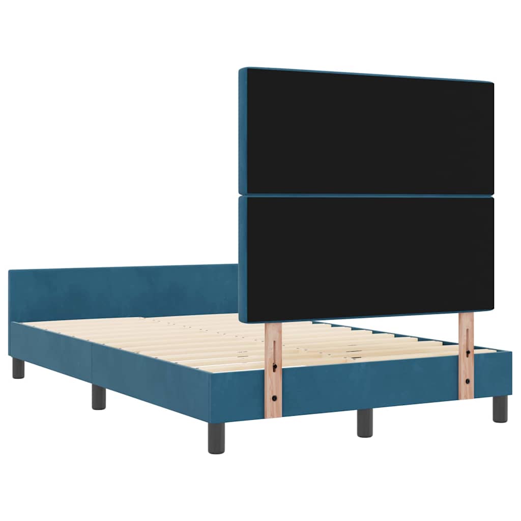Sengestel Med Hovedgærde Mørkeblå 120 X 190 Cm Fløjl - Billede 9
