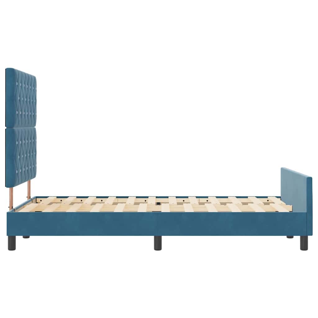 Sengestel Med Hovedgærde Mørkeblå 120 X 190 Cm Fløjl - Billede 8