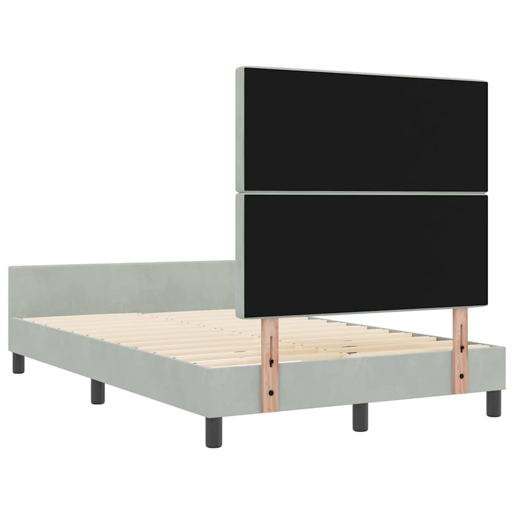 Sengestel Med Hovedgærde Lysegrå 120 X 200 Cm Fløjl - Billede 9